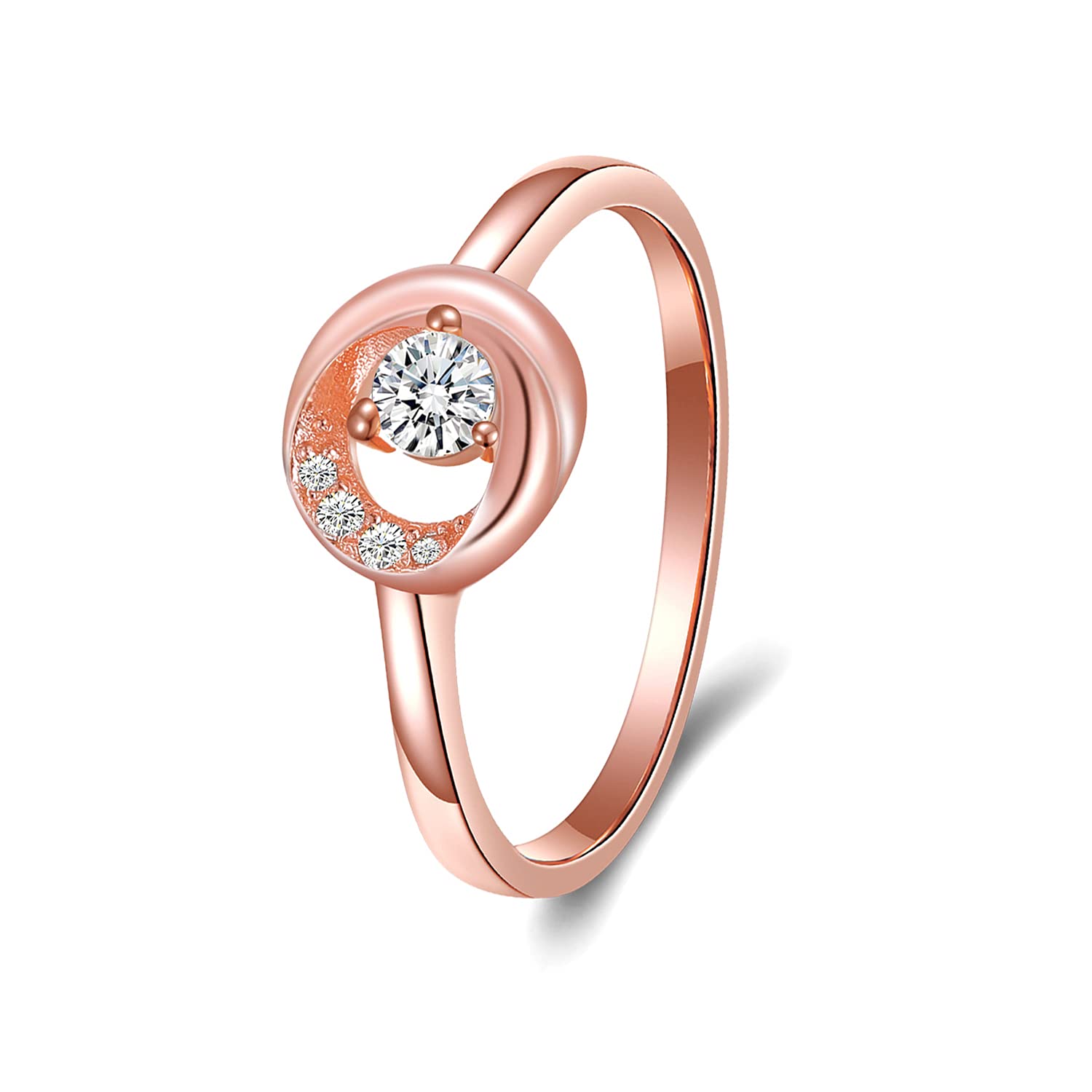 VOLUKAVOLUKA Eternity Stacking Rings for Women Men 18K Rose Gold Plated Cubic Zirconia Thin Rings