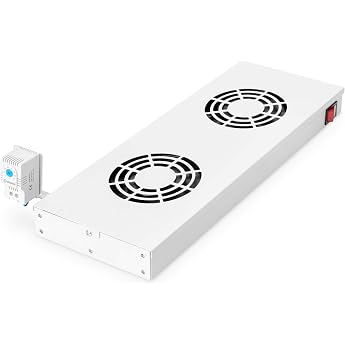 DIGITUS L ftereinheit 19 1HE - Rack- oder Dachmontage - F r VarioFLEX Schr nke - 2x L fter - Thermostat - Grau
