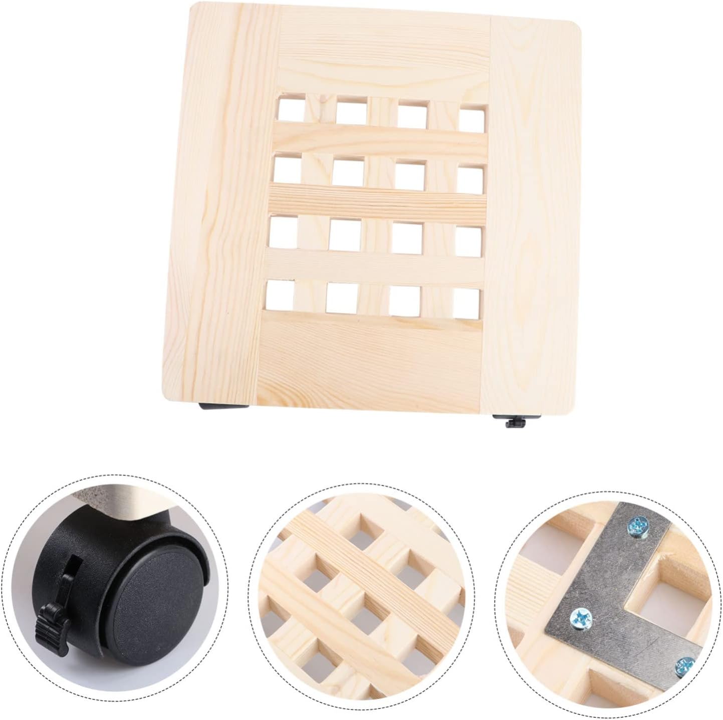 Kisangel 1pc Thick Pallet with Lockable Wheels Heavy-Duty Square Flower Pot Holder Mover for Use