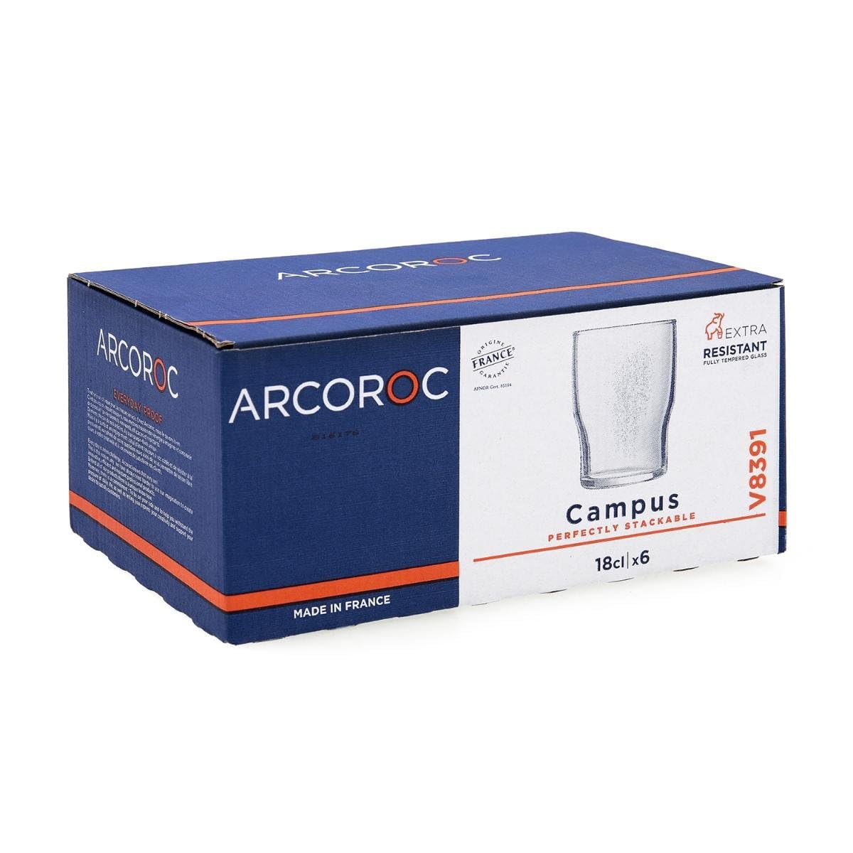 Arcoroc Campus Boîte de 6 verres bas en verre 18 cl