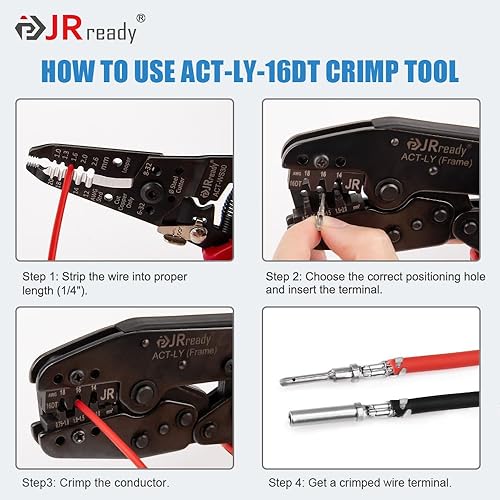 Miniatura 8 de JRready Deutsch Kits de conectores ST6303 2 3 4 6 8 12 Pin DT Kit de conector IP67 impermeable con crimpadora Deutsch ACT-LY-16DT, contactos