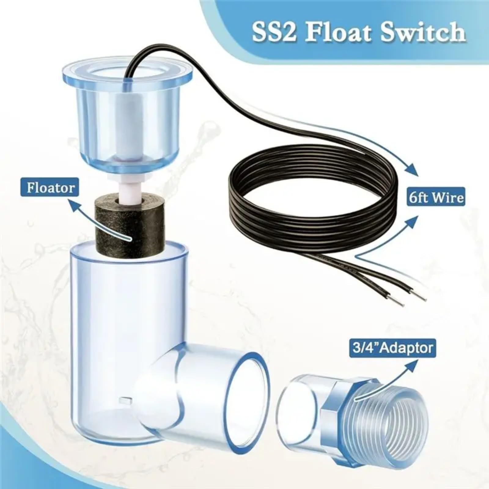 Schwimmschalter 2 Packung L-Form enthält 3/4 Zoll