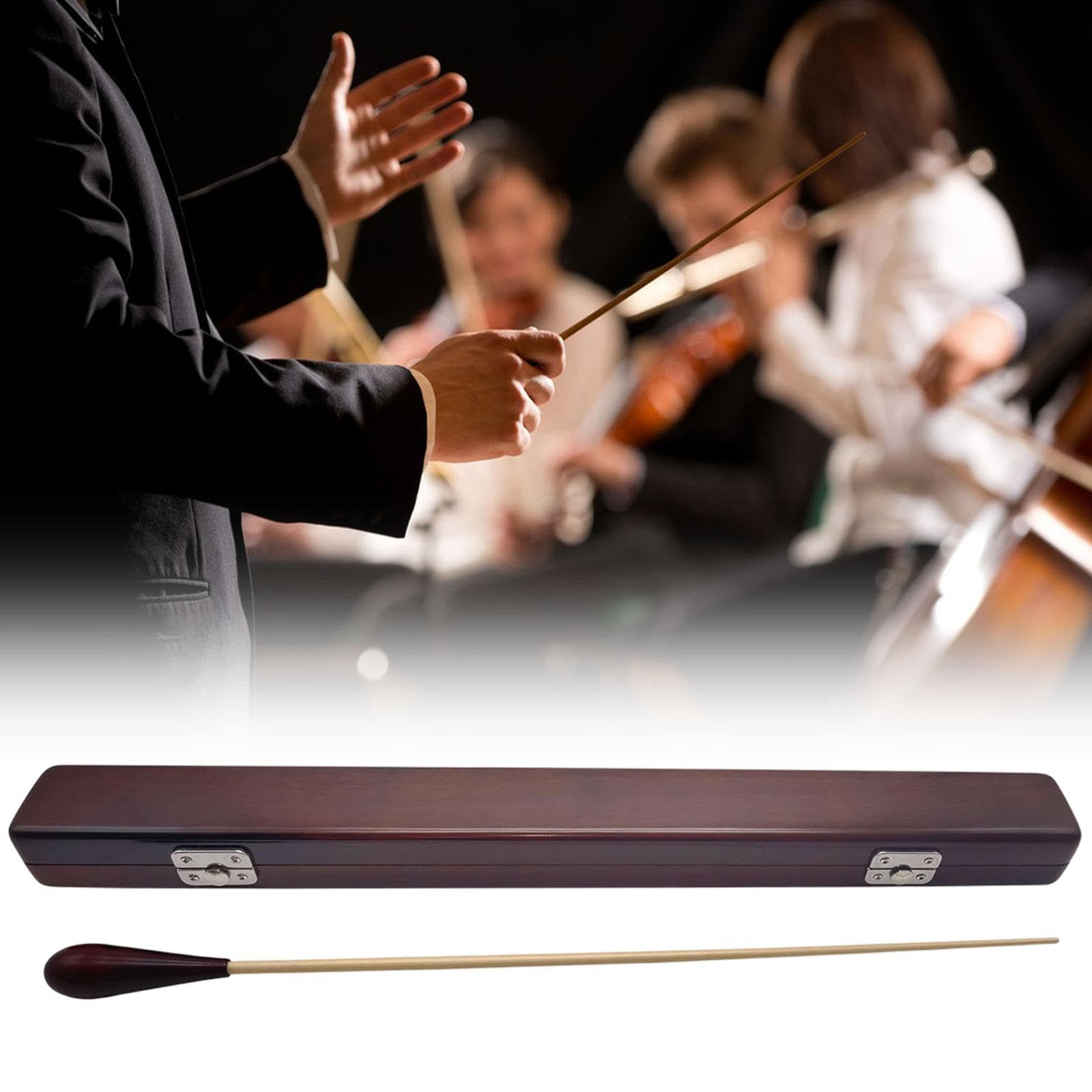 TISHITA Musikdirigentenstab Dirigentenstab Orchester Taktstock mit Komfortablem Ahornholzgriff Und Klassischer Holzschatulle für Musiker Lehrer Konzert Bandpr, Roter Griff