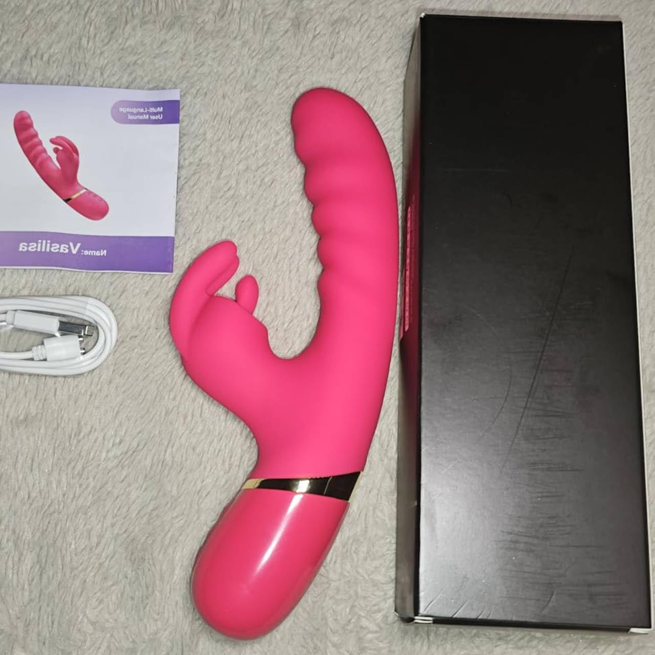 Rabbit Vibromasseurs Feminin, Sextoyse Femme Clitoridienne 12 Modes de Vibration, Tige Épaisse en Silicone Gode Vibro-masseur Sex Toys, Gode Femme Sex Vibrateures Jouet Adulte 23cm Dildo, +APP