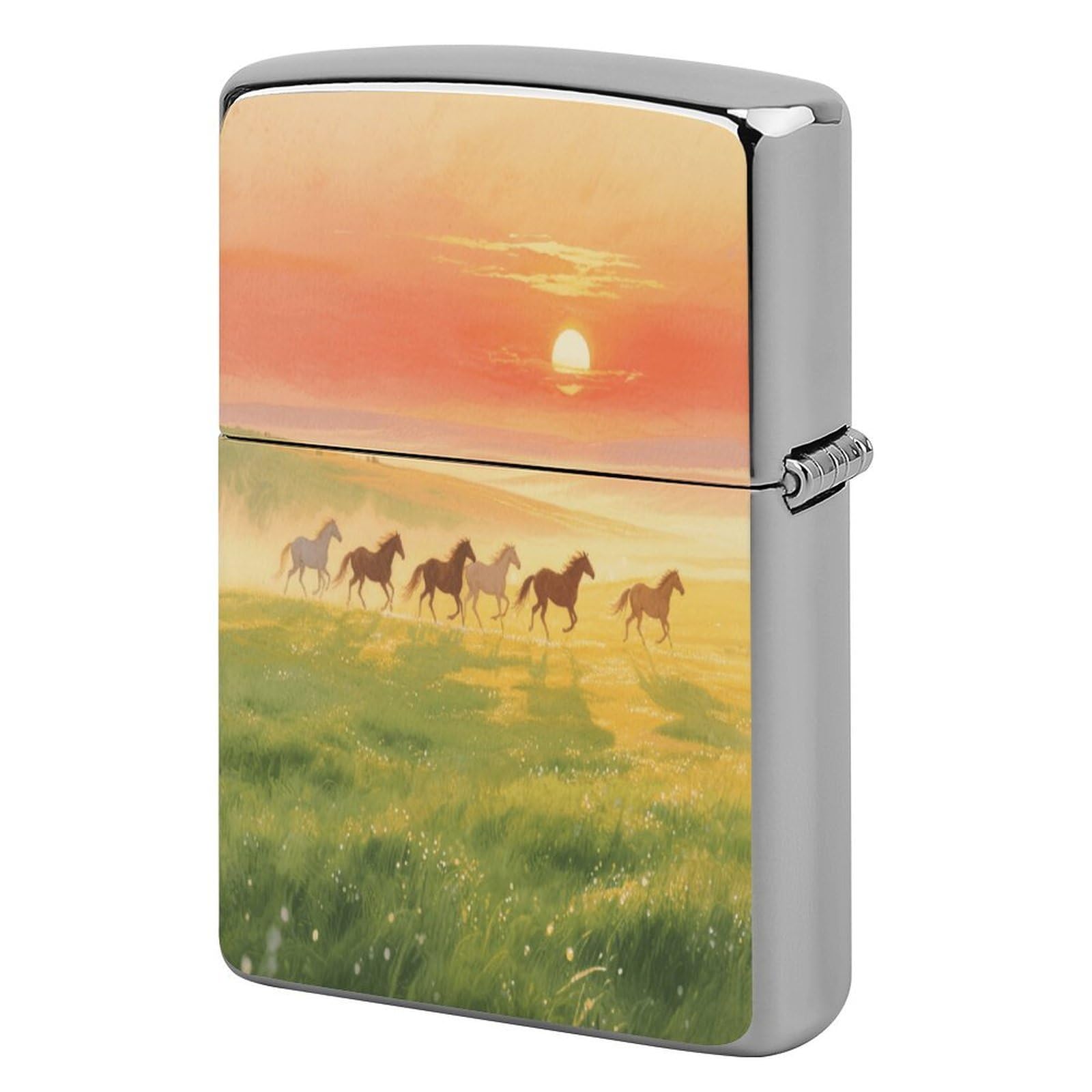 Fekiloot Style Grassland At Dawn Lighter Case Cover Metal Lighter Case