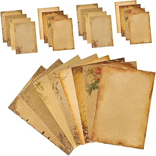 ORFOFE 24 Folhas De Papel Kraft Impressão Papel Kraft Marrom Estacionário Vintage Envelopes Vintage Papel De Escrita Marrom Papel Estacionário Floral Diários Suprimentos Papel Para