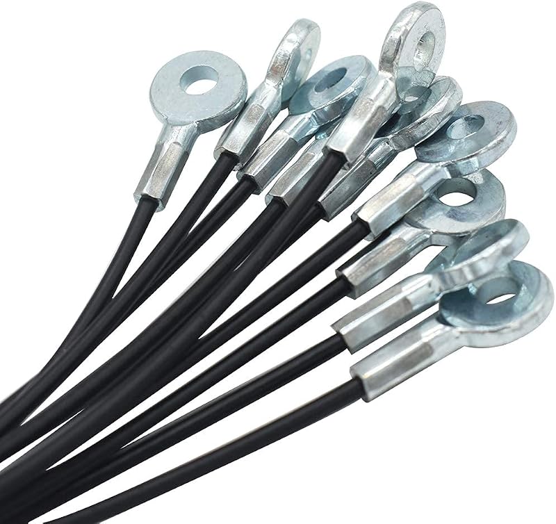1/8"(3mm) Wire Diam Galvanized Steel Cable Eyelets Ended Short Rope Lanyard Safety Tether Chain Lock with Vinyl Coated Cover, 10 Pcs Black 20"/50cm Length