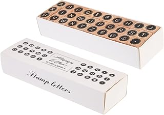 VILLCASE 30pcs Alphabet Pocket Stamp Flower Embellishments Letter Decor Round Wood Journaling Pottery Stamp Wood Letter Wooden Letter Stamps DIY Craft Stamps Scrapbook Letter Stamps Wooden