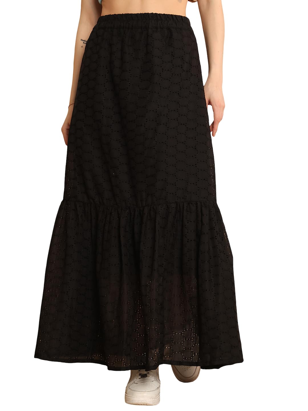 neudis Women's Tiered Maxi Skirt with Self-Designe-picture-42