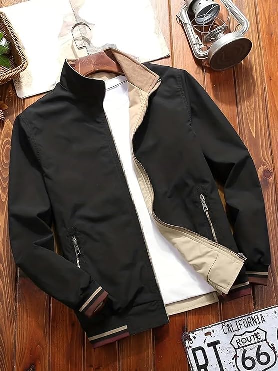 Image of Lymio Men's Casual Bomber Jacket | Lightweight Polyester Windcheater | Full Sleeve Regular Fit Outdoor Jacket(1-J-04-06)