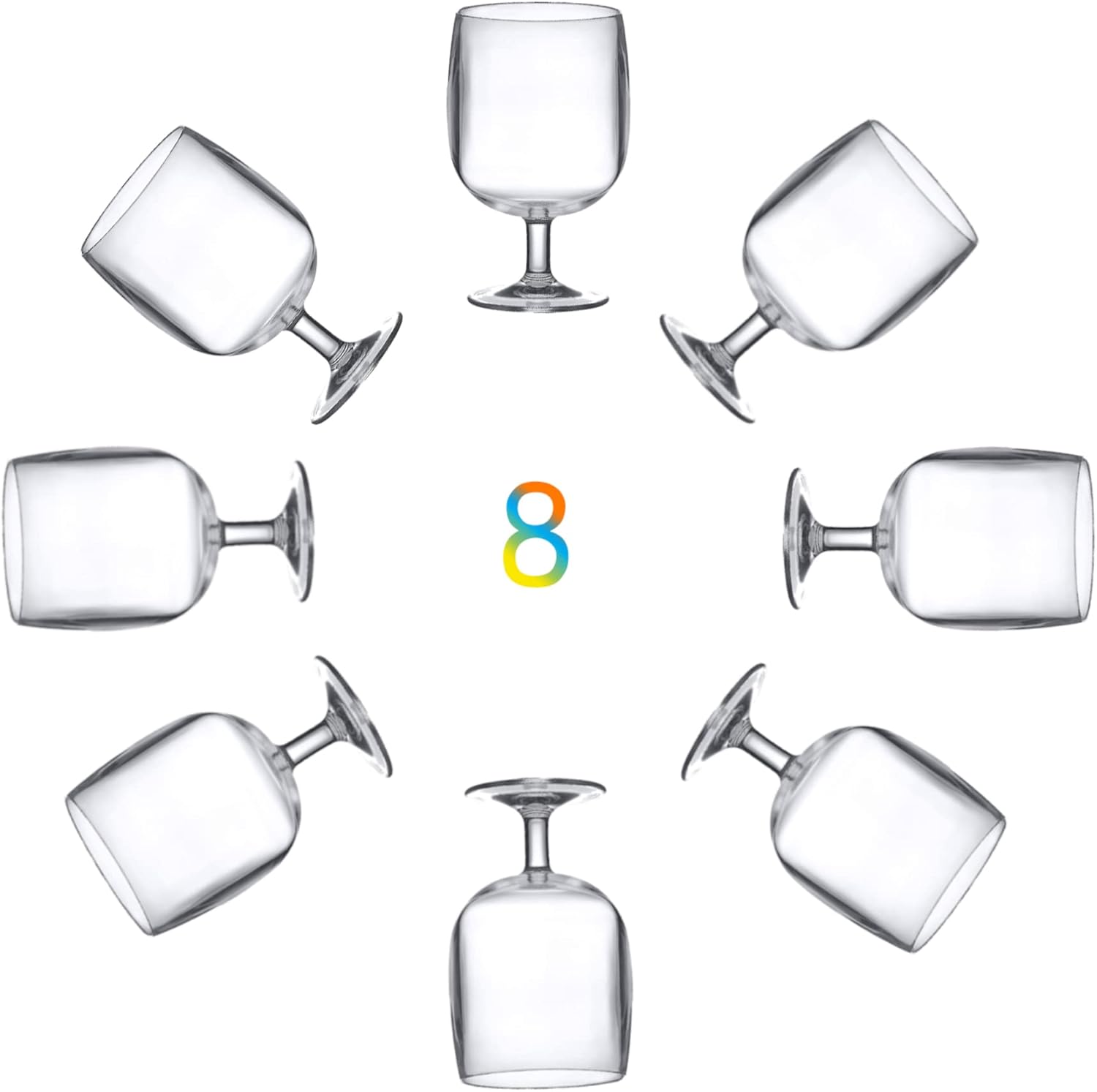 Classic Stackable 12 Ounce Plastic Stem Wine Glasses Acrylic Glasses, Set of 8 Clear Amazon.ca