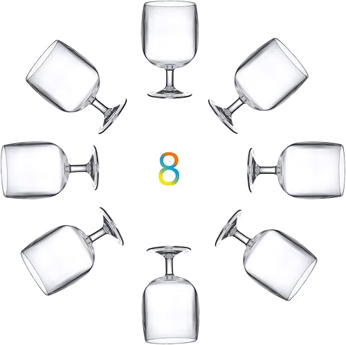 Miniatura 8 de KOXIN-KARLU Copas de vino clásicas apilables de plástico de 12 onzas, juego de 8 vasos acrílicos transparentes