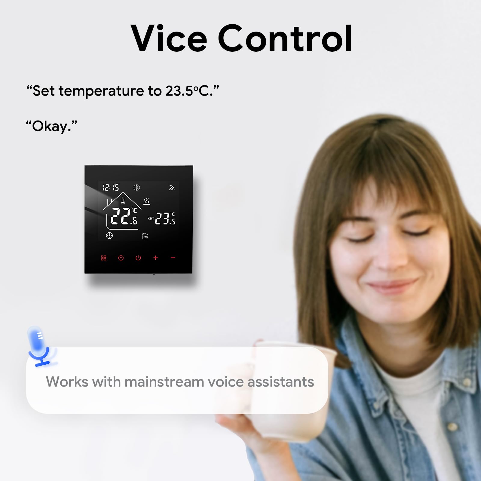 Termostato Wifi per Riscaldamento Caldaia 3A,Tuya Termostato Intelligente Touch Screen Digitale con Controllo Vocale,Termostati da Parete Programmabili per Alexa/Google Assistant - Nero