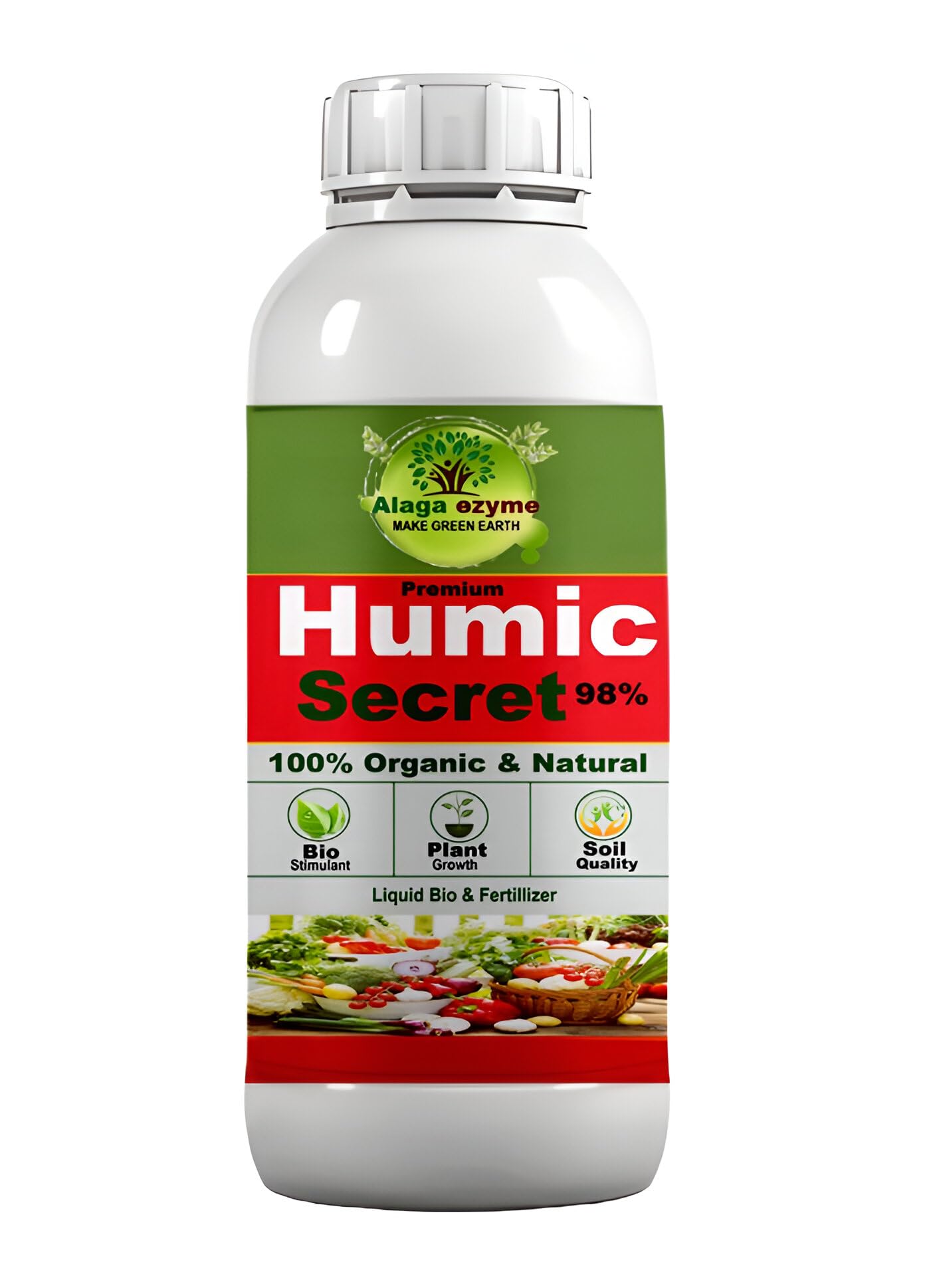 Alagaezyme Humic Acid Plant Elixir - Improve Soil Structure and Fertility Organic Liquid Fertilizer for Plants, Soil Conditioner & Root Growth Promoter - 100% Water Soluble (2000 ml)