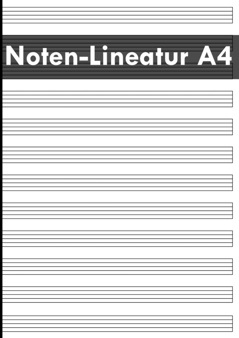 Noten-Lineatur A4: Notenheft mit 100 blanko Notenblättern | Musikheft | Notenlinien (German Edition)
