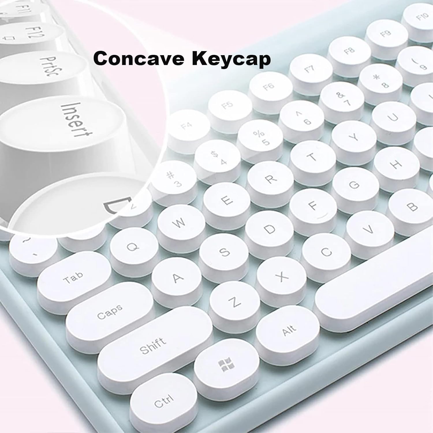 Wireless Mouse and Keyboard Combo,Ultra Thin 2.4G Cordless Punk Style Office Keyboard with USB Ergonomic Optical Mice Set for PC Laptops Notebooks Computer (Light Green)