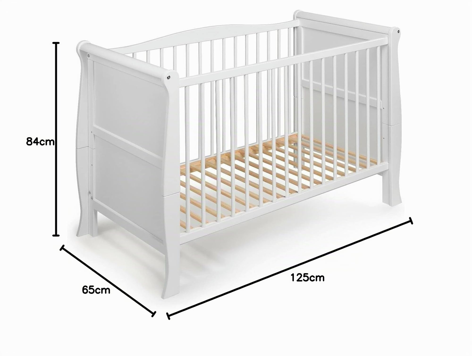 Cuna para bebé Baby con colchón de espuma de aloe vera, rejillas de altura regulable, color blanco, convertible en cama infantil