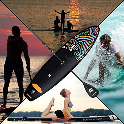 Hurley Phantomtour 10' 6" Stand Up Paddle Board With Hikeable Backpack, Air Pump, Adjustable Floating Paddle, Coiled Leash, Fin & Repair Kit (Color Wave) #TOP7