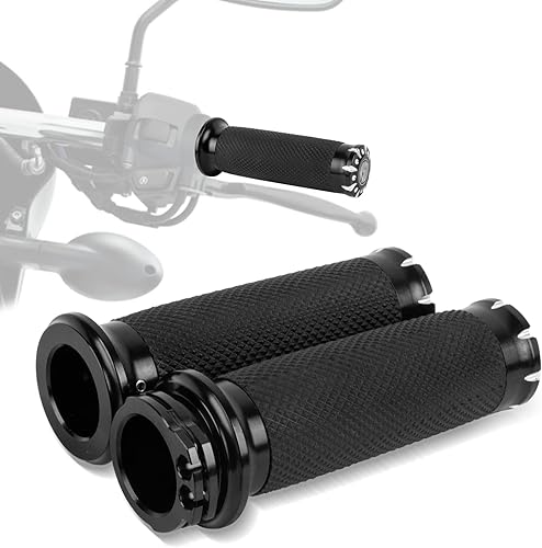 Miniatura 1 de PSLER Empuñaduras de mano negras para motocicleta de 1 pulgada universales para Touring Street Glide FLHX Suzuki Bobber Chopper Cafe Racer negro