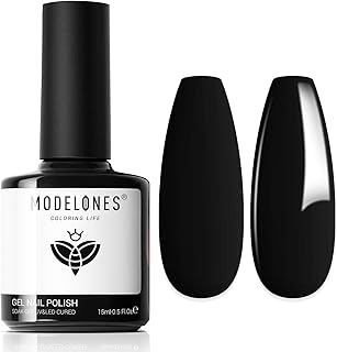 modelones Esmalte em gel, 1 peça, 15 ml, esmalte em gel preto, esmalte preto puro, cor de primavera, verão, unhas, arte de unha, manicure, presente para casa, mulheres e meninas