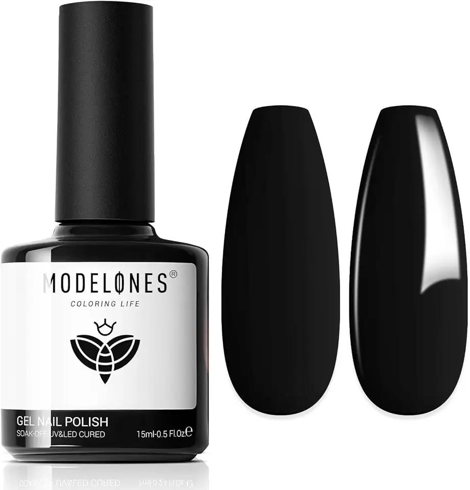modelones Esmalte em gel, 1 peça, 15 ml, esmalte em gel preto, esmalte preto puro, cor de primavera, verão, unhas, arte de unha, manicure, presente para casa, mulheres e meninas