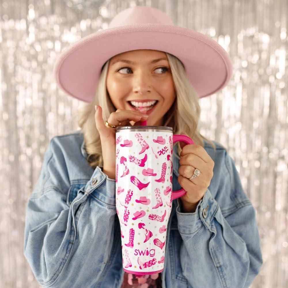 Swig Life 40oz Mega Mug, 40 oz Tumbler with Handle and Straw, Cup Holder Friendly, Dishwasher Safe, Large Stainless Steel Insulated Tumbler, Lightweight Cowgirl Cups, Cowgirl Gifts (Let's Go Girls) - Image 3