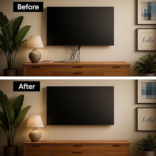 Miniatura 2 de EVEO in Kit de organización de cables de pared  Ocultador de cable de TV para montaje en pared para TV, kit de pared para ocultar cables de TV y