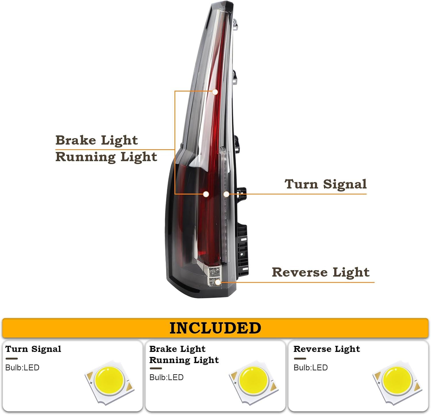 LH Tail light Assembly Fit for 2015-2020 Cadillac Escalade/Escalade ESV Rear Lamp Left Driver Side W/Bulbs W/Module Full LED 84214003 84211920 GM2800277