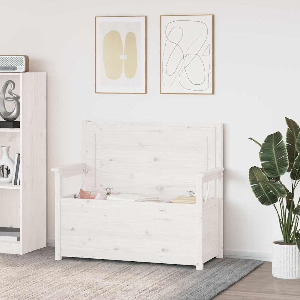 Banco blanco 112,5 x 51,5 x 96,5 cm madera maciza de pino con