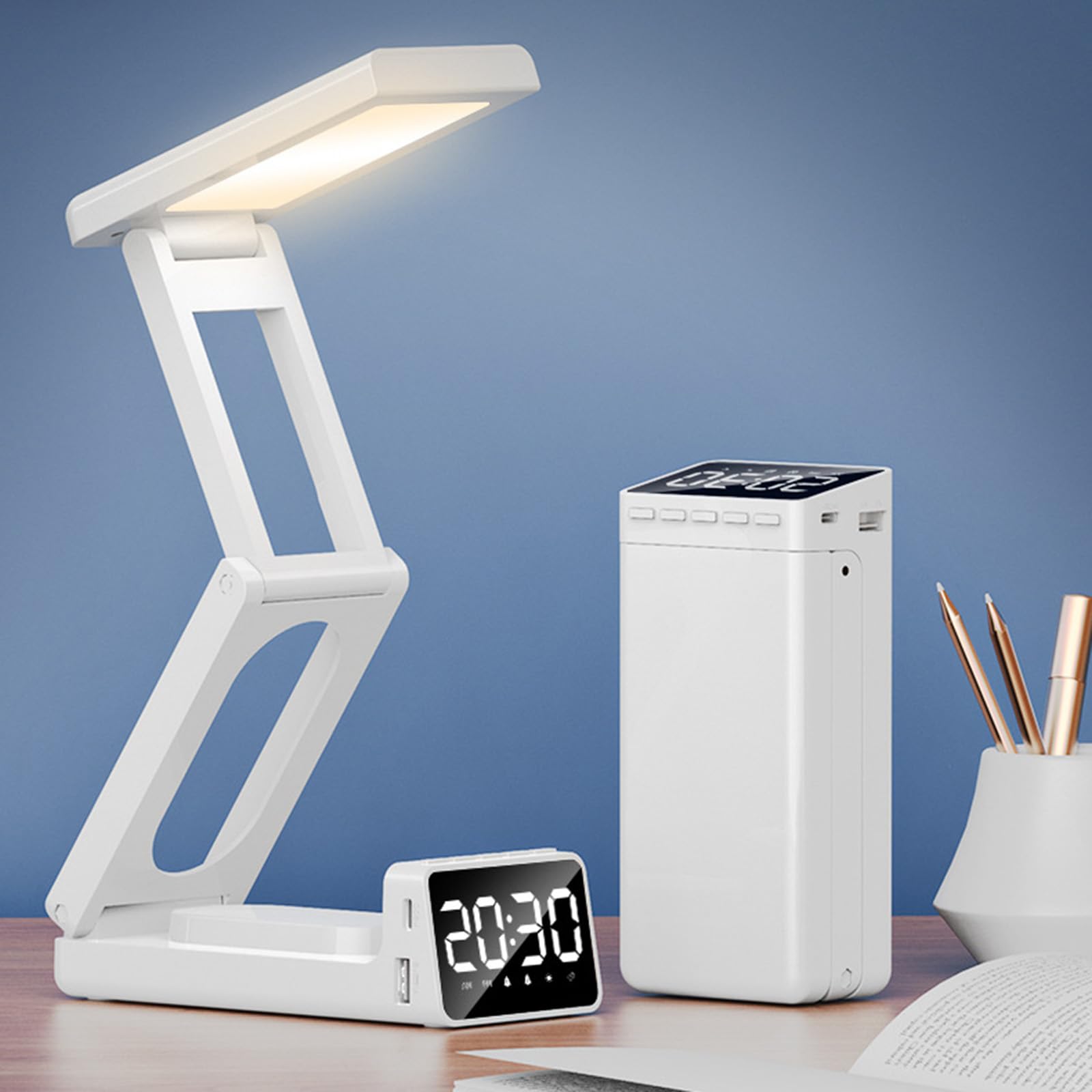 Orologio digitale pieghevole trasportabile con meccanismo silenzioso per luce notturna morbida facile da usare per la casa sveglia senza suono Luce notturna pieghevole con interfacce semplici