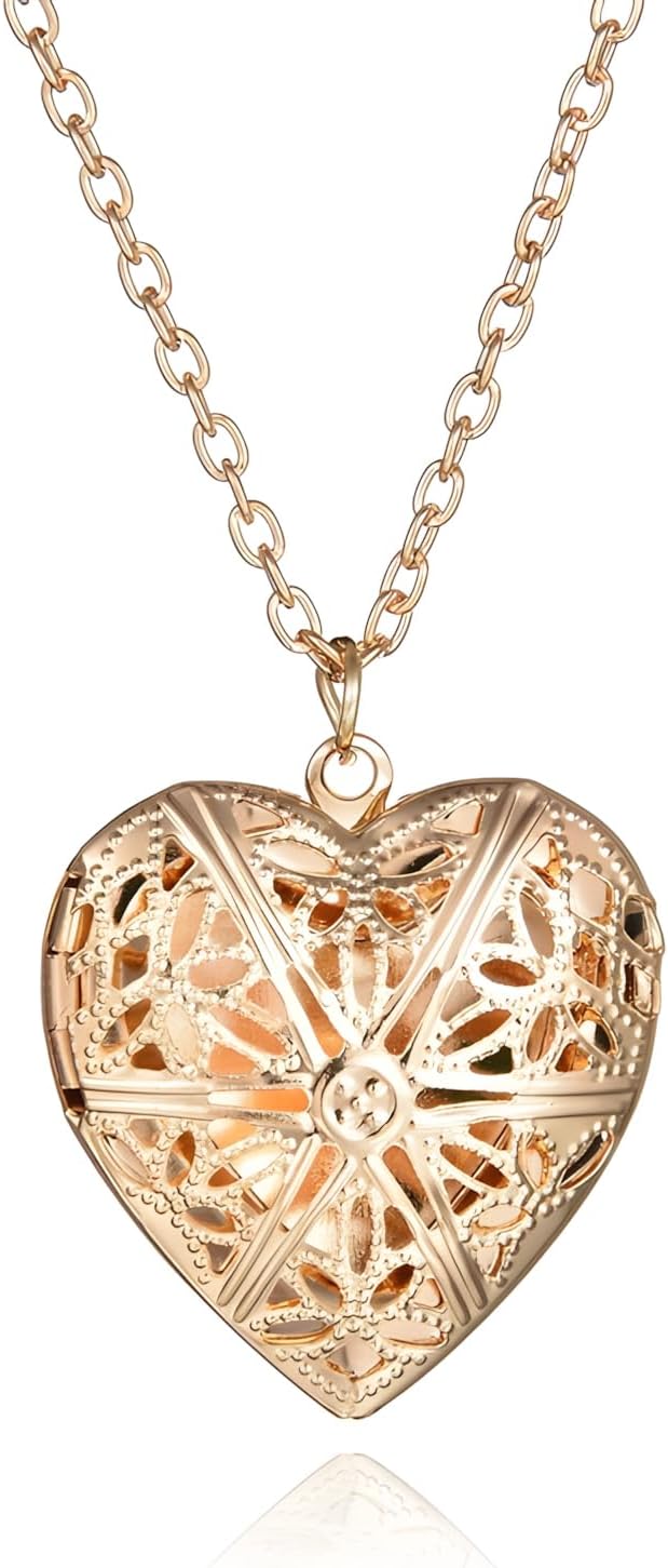 Heart Locket Necklace for Women Photo Locket Necklaces Heart Shaped Locket Pendant Necklace Jewelry