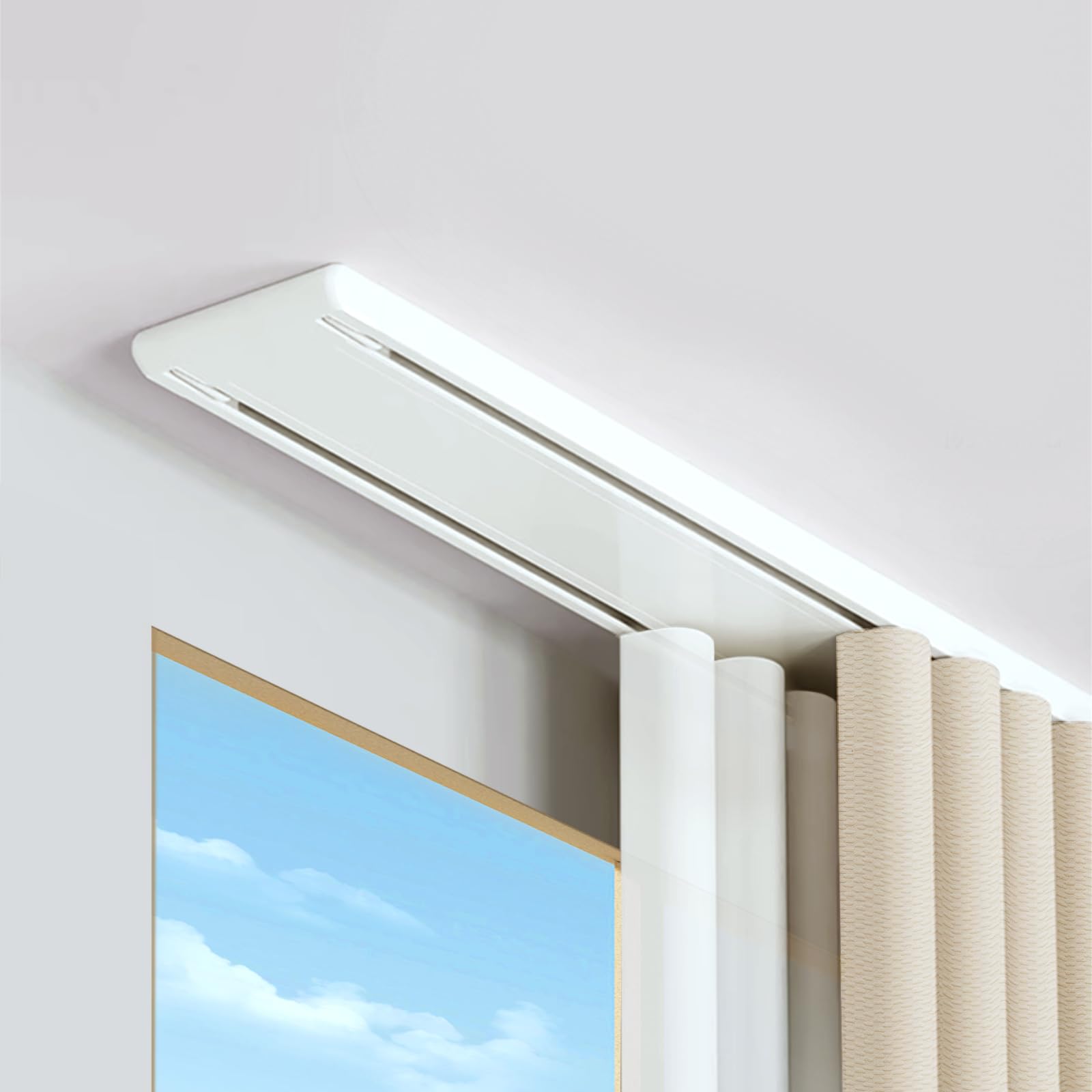 Riel de Cortina de Doble Carril Silencioso para Techo (Blanco,370 cm) | para Sala de Estar, Dormitorio, Hospital