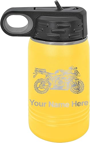 Miniatura 48 de LaserGram Botella de agua personalizada, bicicleta deportiva, acero inoxidable de doble pared aislada al vacío con popote superior, regalo grabado