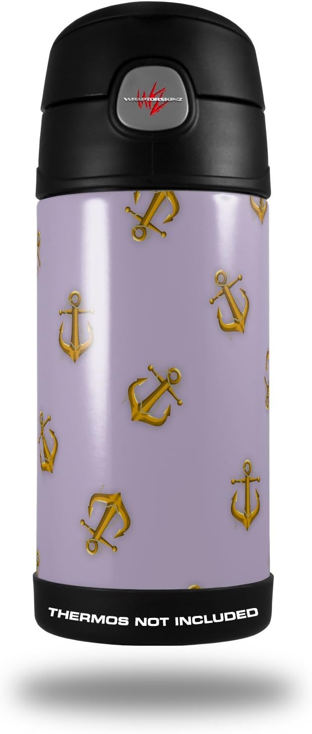 Skin Decal Wrap for Thermos Funtainer 12oz Bottle Anchors Away Lavender (BOTTLE NOT