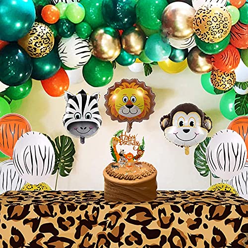 Memovan 6Pcs Animal Safari Theme Zoo Table Cover Jungle Safari Animal Cow Deer Leopard Tiger Zebra Palm Print Tablecloth For Zoo Jungle Safari Animal Birthday Baby Shower Party 108 X 54 Inch #TOP5