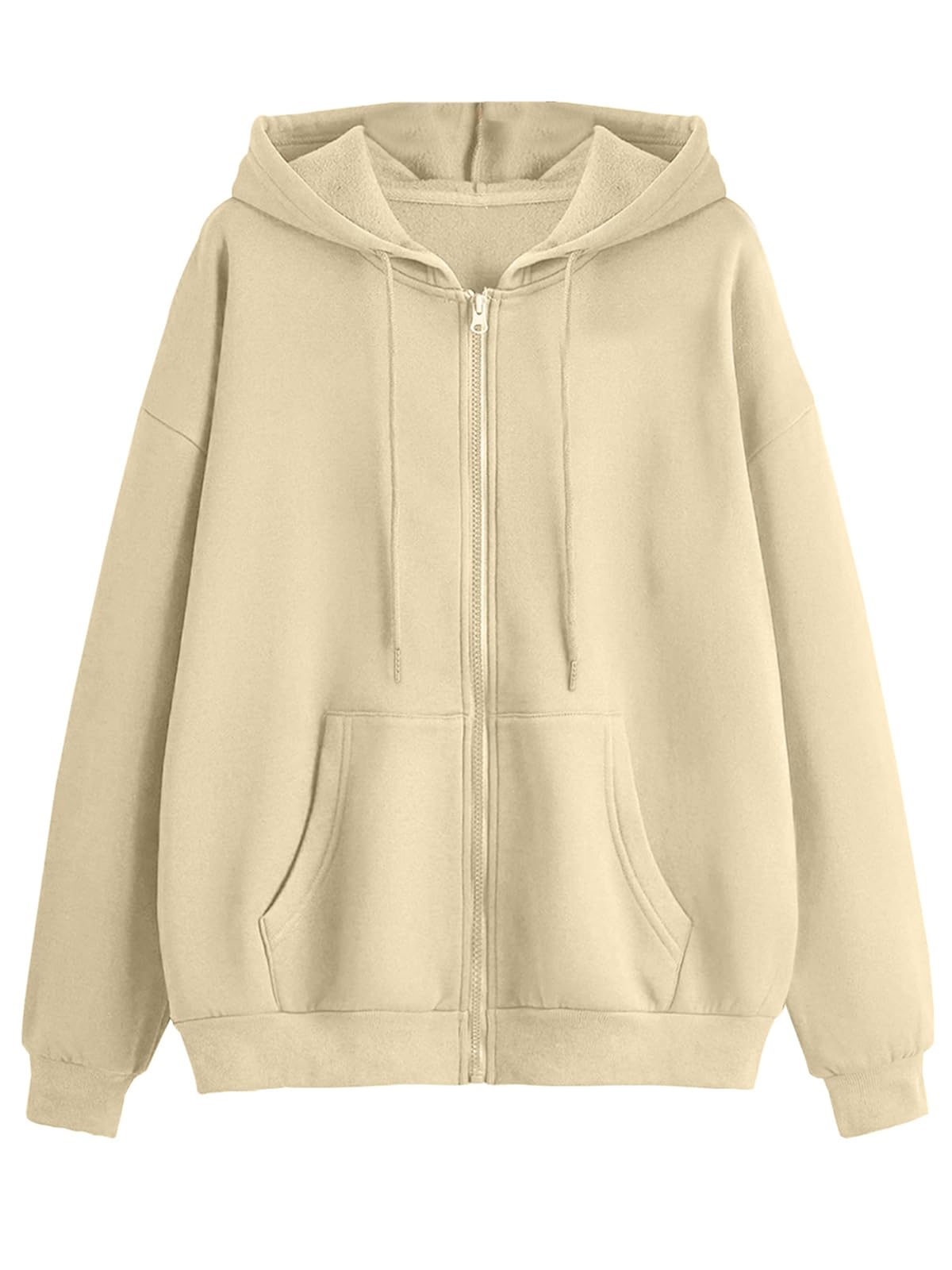 Cotton Poly Fleece Mustard, Beige, Blue, Grey & Off White Regular Fit Solid Full Sleeve Hoodie with Full Zipper for Women & Girls-image-30