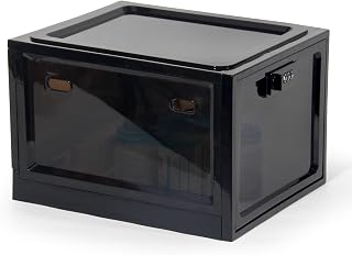 Theo&Cleo Medikamenten Aufbewahrungbox, Abschließbare Durchsichtige Box für Handys, Süßigkeiten, Snack, Persönlicher Safe Persönlicher Safe Faltbar (Kohle)