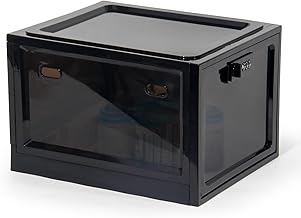 Theo&Cleo Medicine Storage Box, Lockable Transparent Box for Mobile Phones, Sweets, Snack, Personal Safe, Foldable (Charcoal)