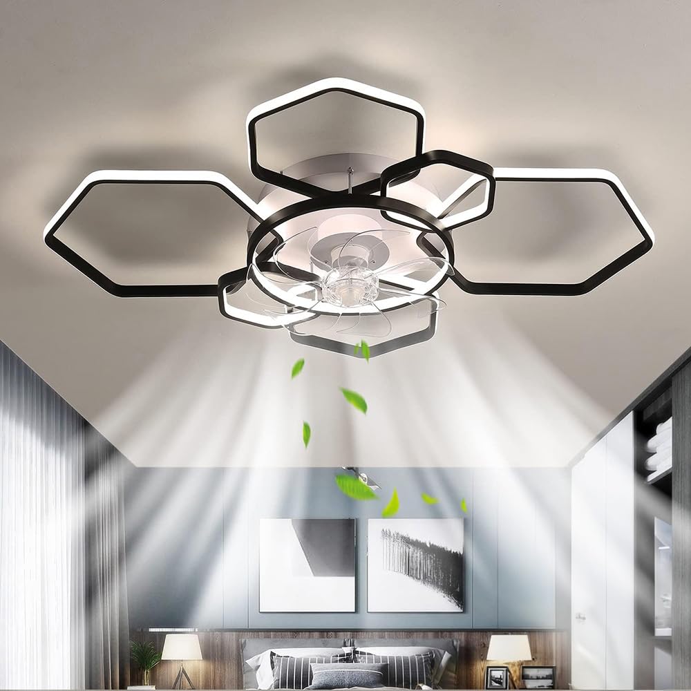 Warmiehomy Ceiling Fan with Light,103cm Dimmable Smart LED Ceiling Light Fan with Remote/App Control,60W 1/2 H Timing Reversible Fans with Lamps 3 Colors for Living Room Dining Room(Black) — image 1