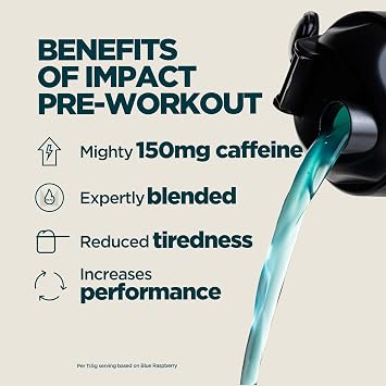 Myprotein Impact Pre‑Workout – Energy, Focus & Performance Formula with Caffeine, Citrulline & Beta-Alanine | Blue Raspberry – 250 g - 21 Servings | Boosts Training Drive & Workout Intensity