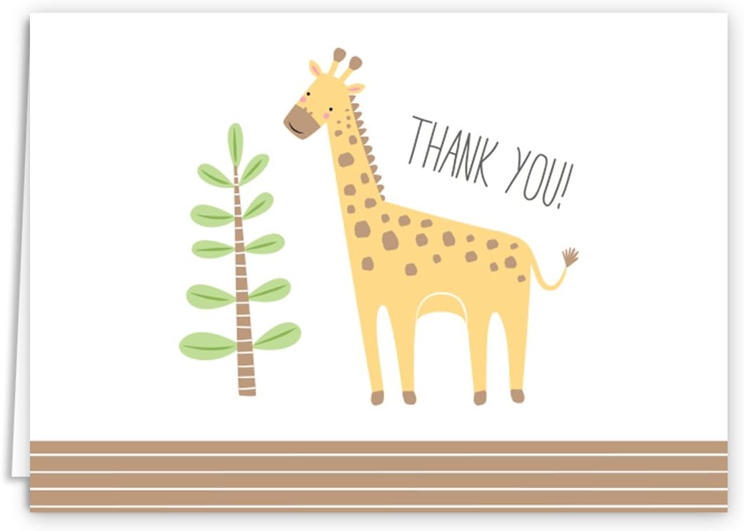 Canopy Street Jungle Animal Baby Thank You Greeting Cards / 36 Gratitude Note Cards / 6 Child Safari Thanks Designs / 3 1/2" x 4 7/8" Baby Shower Birthday School Appreciation Cards/Made In The USA - Image 6