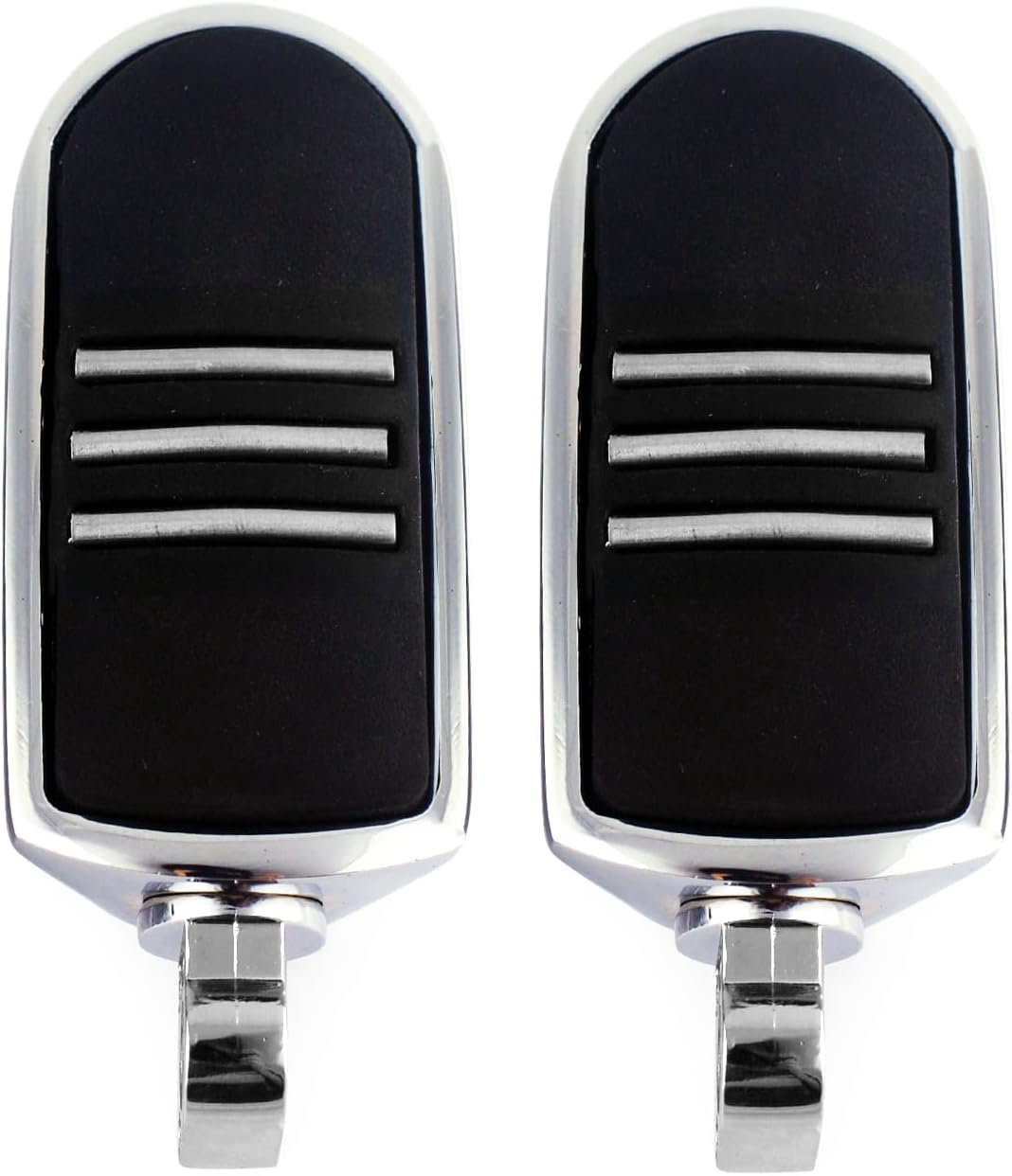 Chrome Rubber Foot Pegs Motorcycle Footpeg Footrest Set Fits For 1986 and Newer Harley Touring and Softail Models (Chrome)