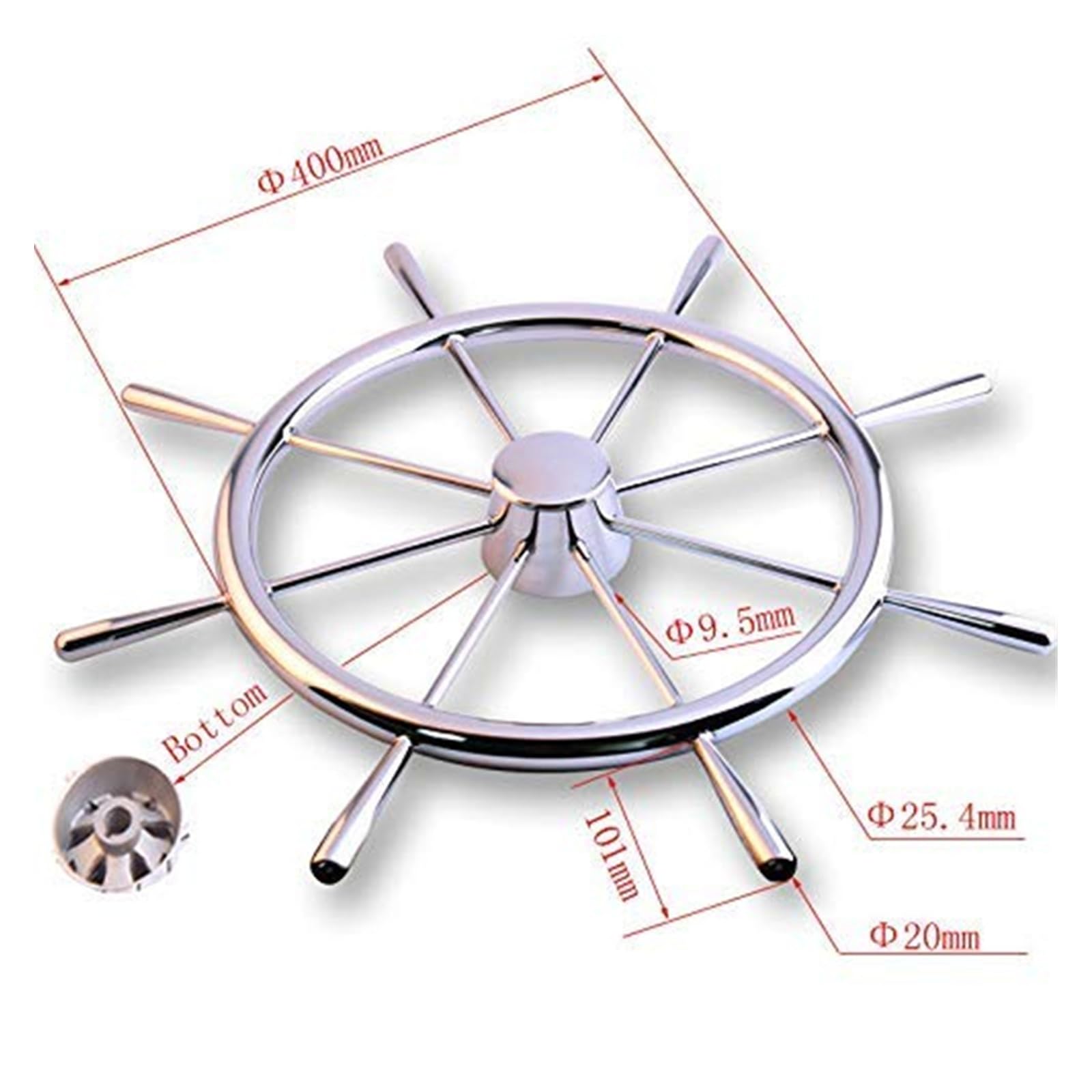 ZGYDNM Ship steering wheel Heavy Duty Control Steering Wheel For Marine Yacht 15-3 4 Dia Stainless Steel Boat Steering Wheel 8 Spoke Comfortable