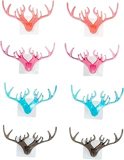 Mobestech 8pcs Retro Antler Hook Wall Decorative Hanger Stick Hooks for Hallway Living Room