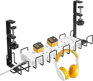 Under Desk Cable Management Tray, Wire Management Under Desk with Clamp, No Drill Under Desk Cable Tray with Wire Organizer for Home, Office Standing Desk- 16.53"