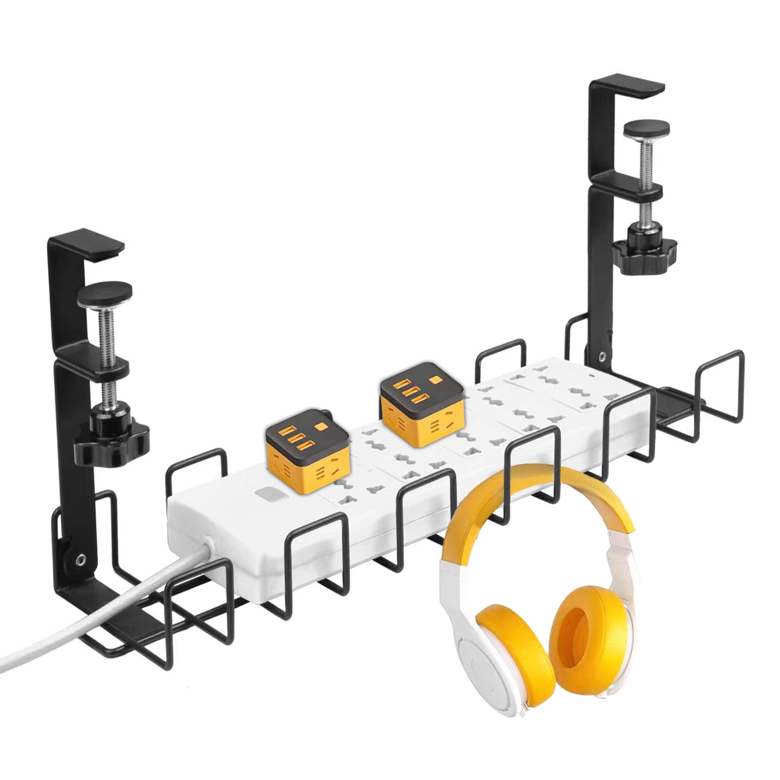 Photo 1 of Under Desk Cable Management Tray, Wire Management Under Desk with Clamp, No Drill Under Desk Cable Tray with Wire Organizer for Home, Office Standing Desk- 16.53"