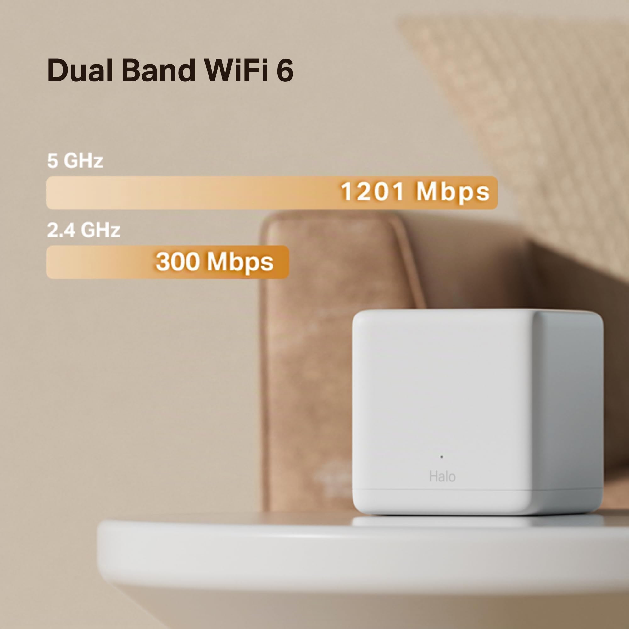 Mercusys Halo H1500X Lot de 2 routeurs et répéteurs double bande Wi-Fi 6 Mesh AX1500, port Gigabit, recommandé pour les maisons avec 2 à 3 chambres, itinérance sans couture, application MERCUSYS