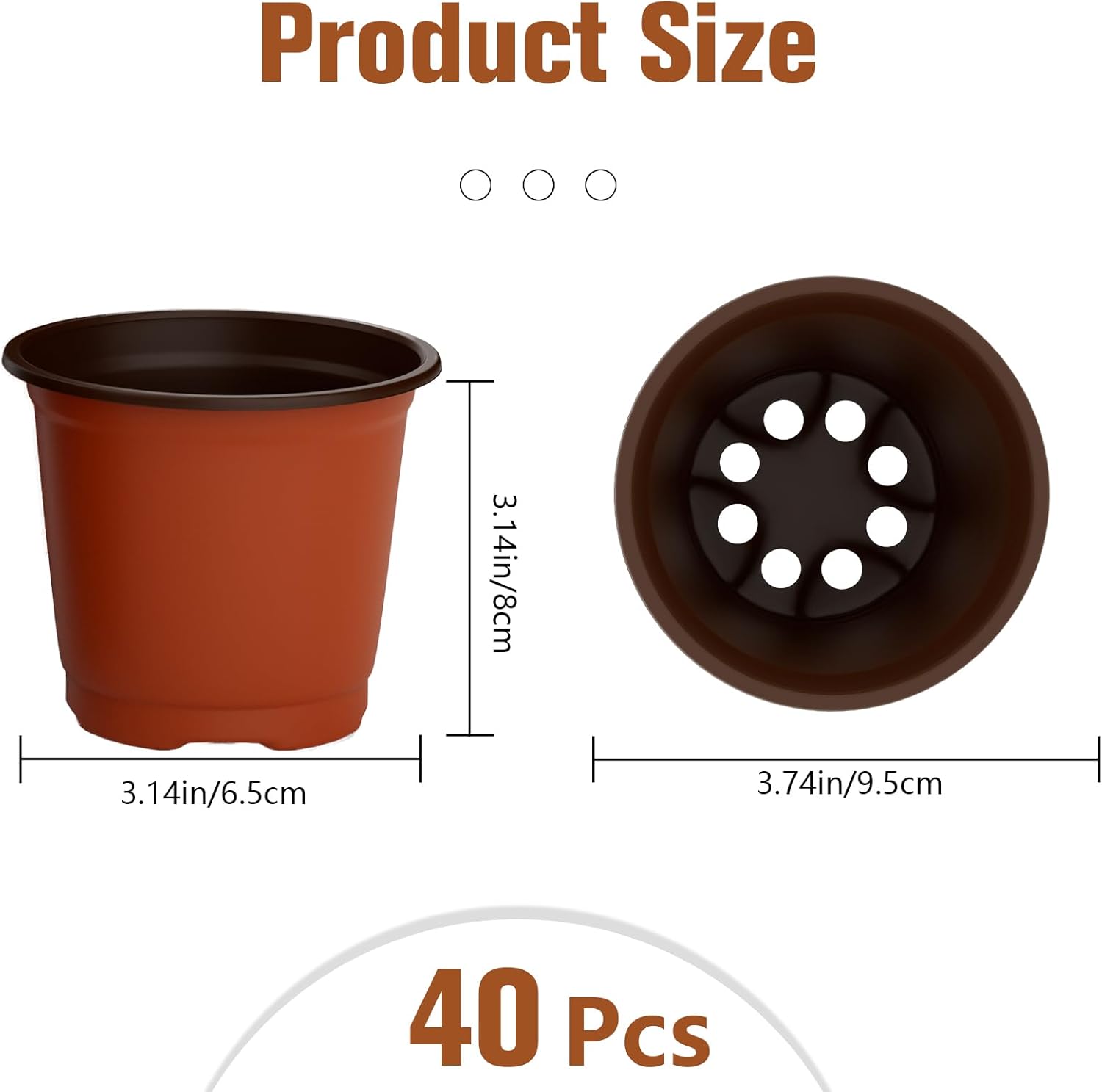 40 PCS Plant Nursery Pots 4 Inch Plant Seedling Pots with Drainage Holes Plastic Plant Flower Pot Small Plastic Seed Starting Pot Starter Containers Office Home Indoor Outdoor - Image 2