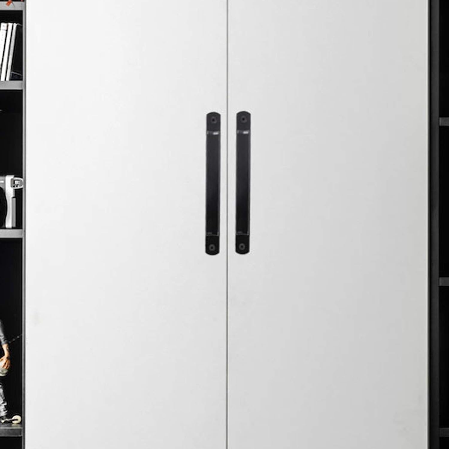 2 Pack Door Handle Pulls,Sliding Barn Door Cabinet Handle Solid Zinc Alloy Garden Gate Handle Cupboard Door Handles Black Door Handles Internal Wardrobe Handles(Hole Distance:138mm