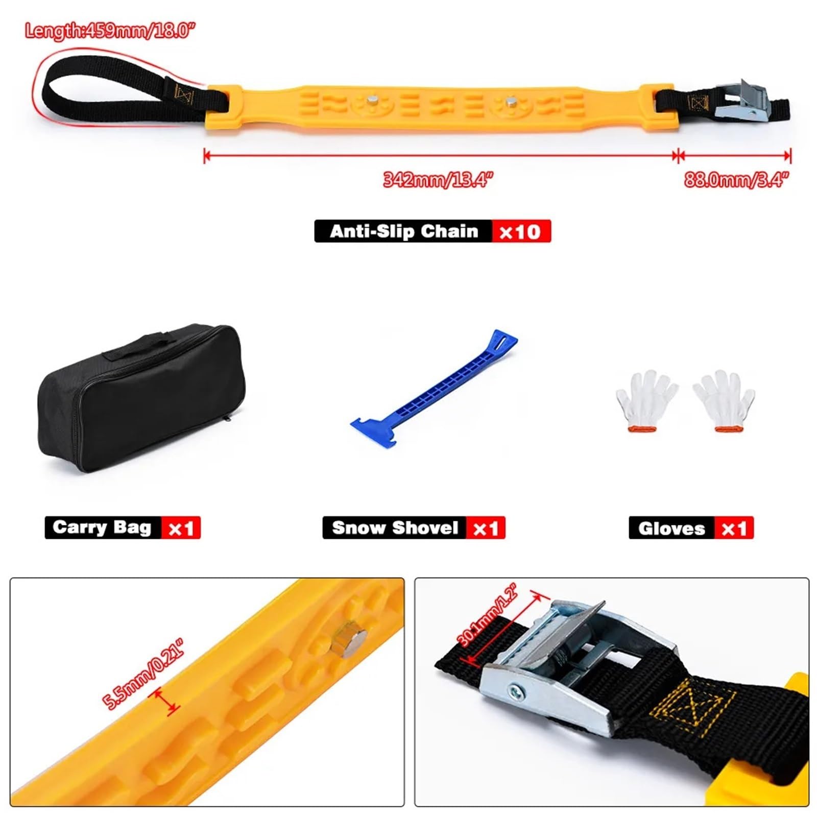 Opona Zimowa Samochodu Koła Łańcuchy Śniegowe Opona Śnieżna Łańcuchy Antypoślizgowe Koło Opona Kabel Pas Zimowy Łańcuch Awaryjny Na Zewnątrz STC03(5 PCS)